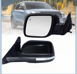 Driver Side Mirror Compatible with Ford Explorer 2011-2019 with Blind Spot Light Turn Signal Light Puddle Light Heated Power Glass 9-Pins Rear View Do
