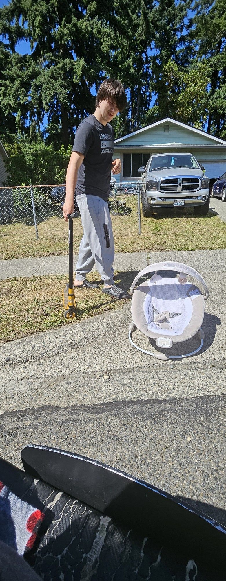 Free bouncer scooter I.V. poles and hoverboard (needs charger)