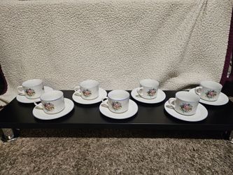 Victorian rose ceramic teacup set.