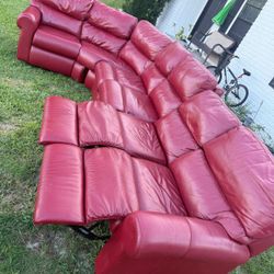 juego de seccional rojo reclinable 