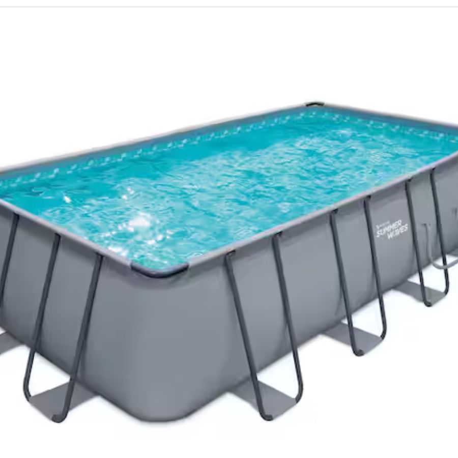 Elite 18 ft. x 9 ft. Rectangular x 52 in. Deep Metal Frame Pool Package with Sand Filter Pump System