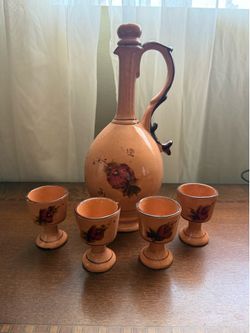 Vintage Art Pottery - Vase with small shot cups
