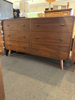 Walnut Mid Century Modern Style Dresser MCM 