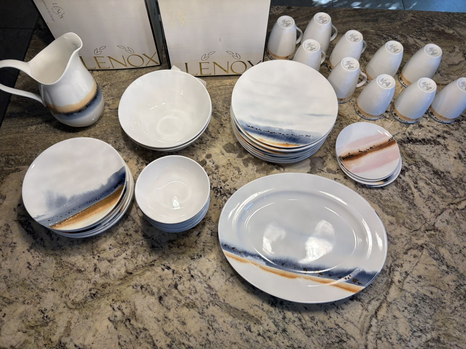 Lenox Watercolor Indigo Blue Horizons Dinnerware And Serving Set