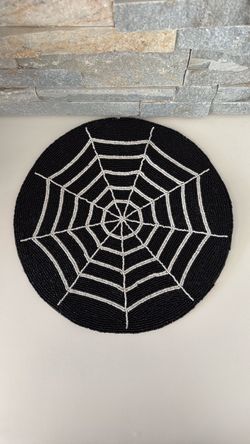 Spider web beaded placemat/centerpiece mat