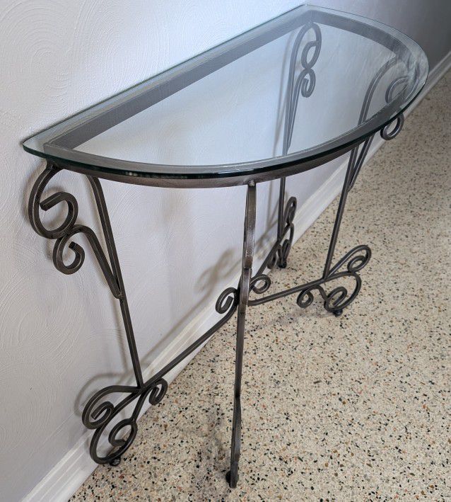 Wrought Iron Half Moon Entry Table