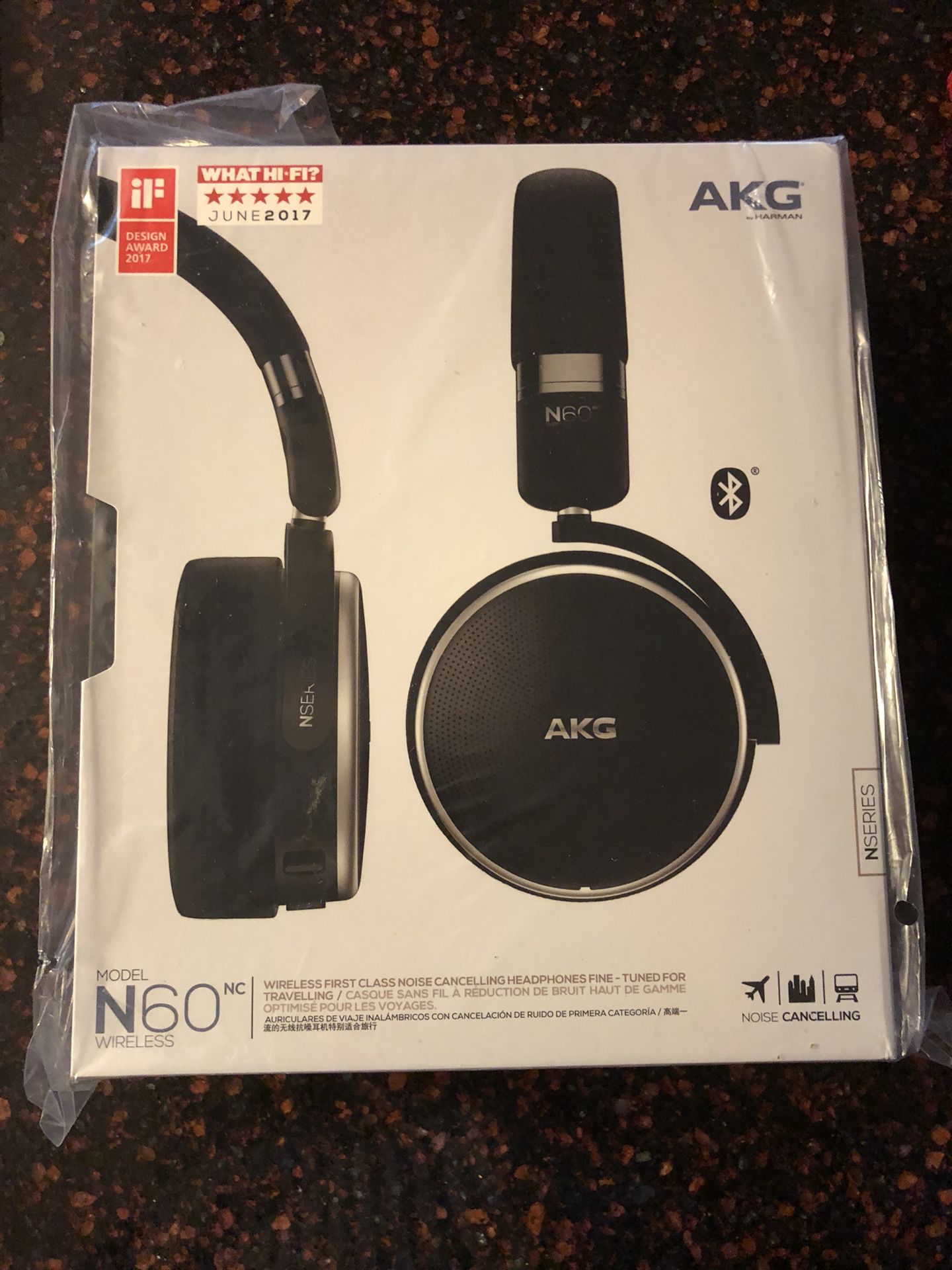 Brand new sealed AKG N60 NC Bluetooth headphones still in plastic! Compatible with android, Apple, beats audio