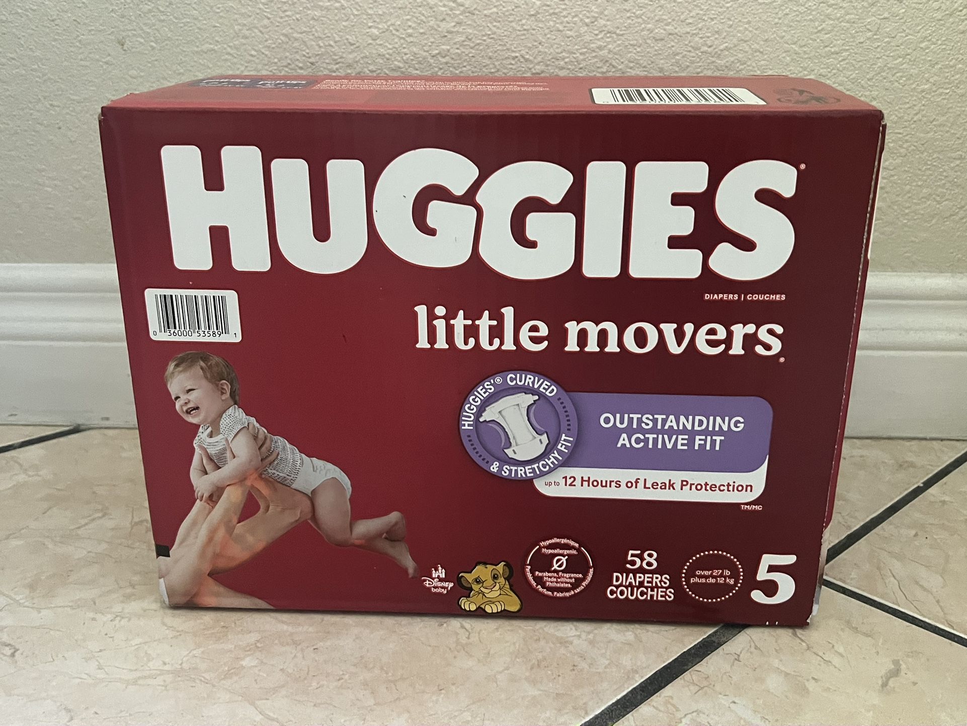 Huggies Little Movers Diapers 58ct Size 5 $22