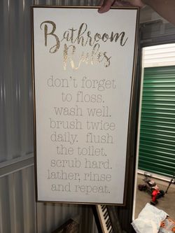 Bathroom Rules Framed Wall Sign