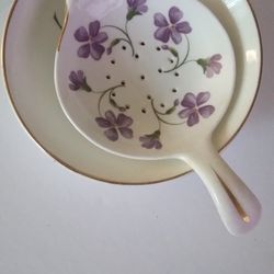 Fine Bone China Tea Bag Holder And Strainer, Royal Stuart, Made In England, 3" X 4 1/4"