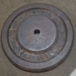 Rare York 50lb Weight Plate Double Sided 1" Standard - 2 Available Antique