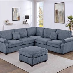 BRAND NEW 4PCS SECTIONAL SOFA SET WITH OTTOMAN AND ACCENT PILLOWS INCLUDED $549