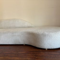 Ivory Boucle Serpentine Style  ‘Alfred’ Sofa By Industry West