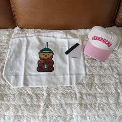 Starbucks Pink Collection Cap & Bearista Tote Bundle NWT LE