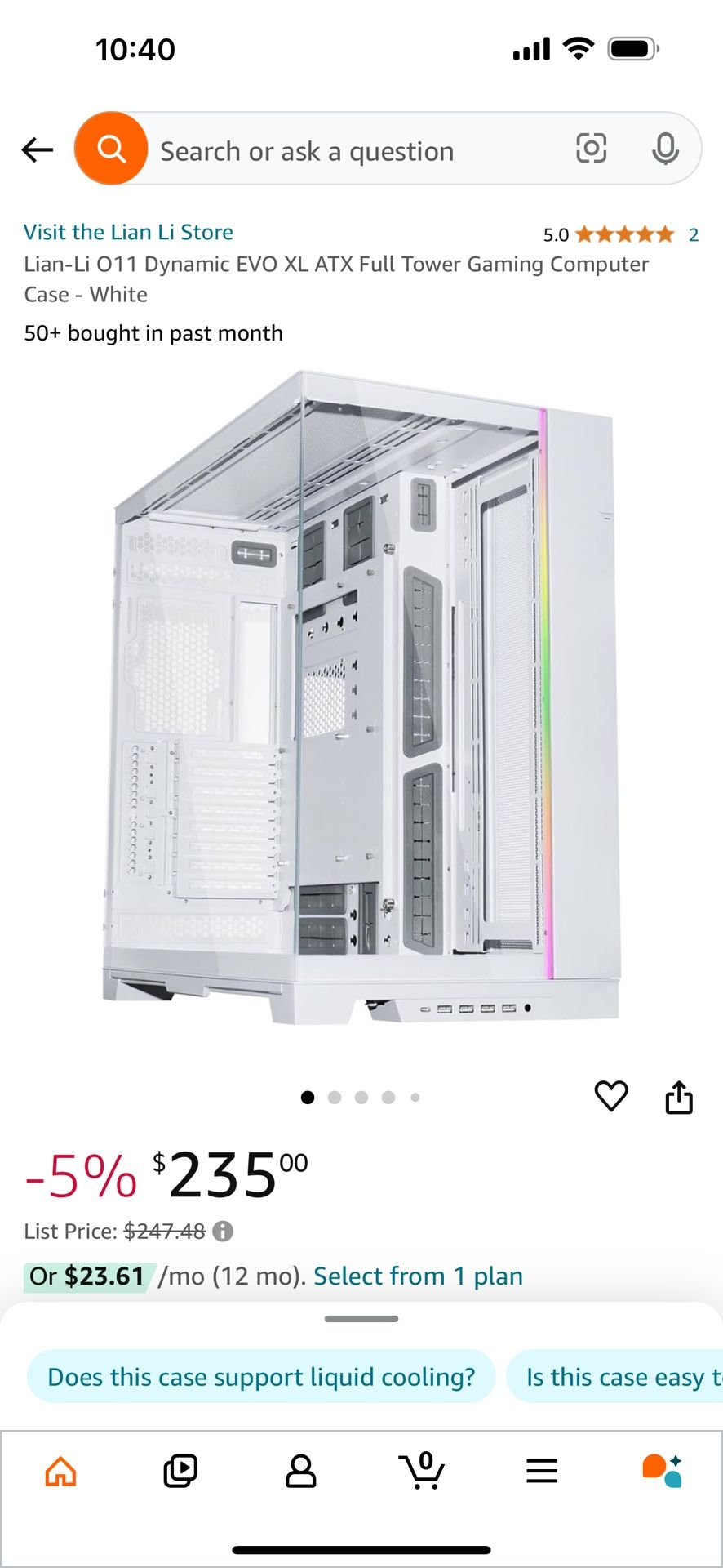 Lian-Li O11 Dynamic EVO XL ATX Full Tower Gaming Computer Case - White