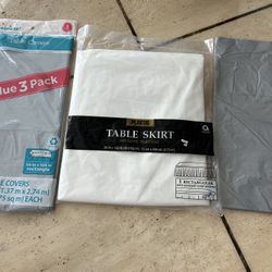New Table Cover With Skirt & 4 Table Covers  Sizes As Shown