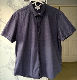 Calvin Klein Men’s XL Navy Geometric Short Sleeve Button-Down Shirt