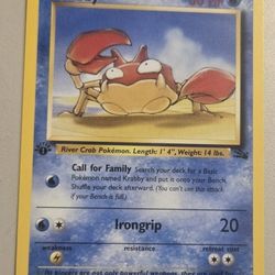 First-edition Krabby Trading Card Pokémon Fossil 51/62