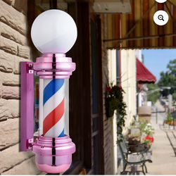 Pink barber shop salon light pole