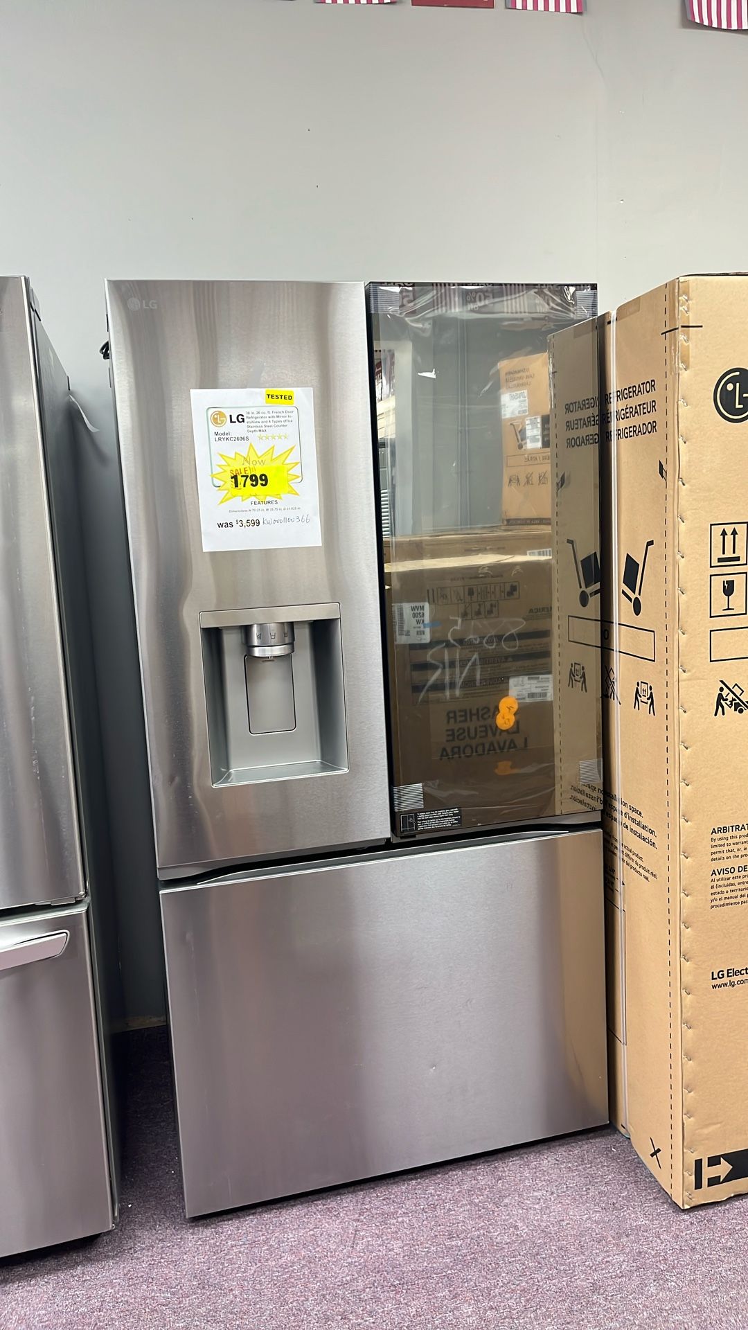 Refrigerator Stainless Steel 36” With InstaView