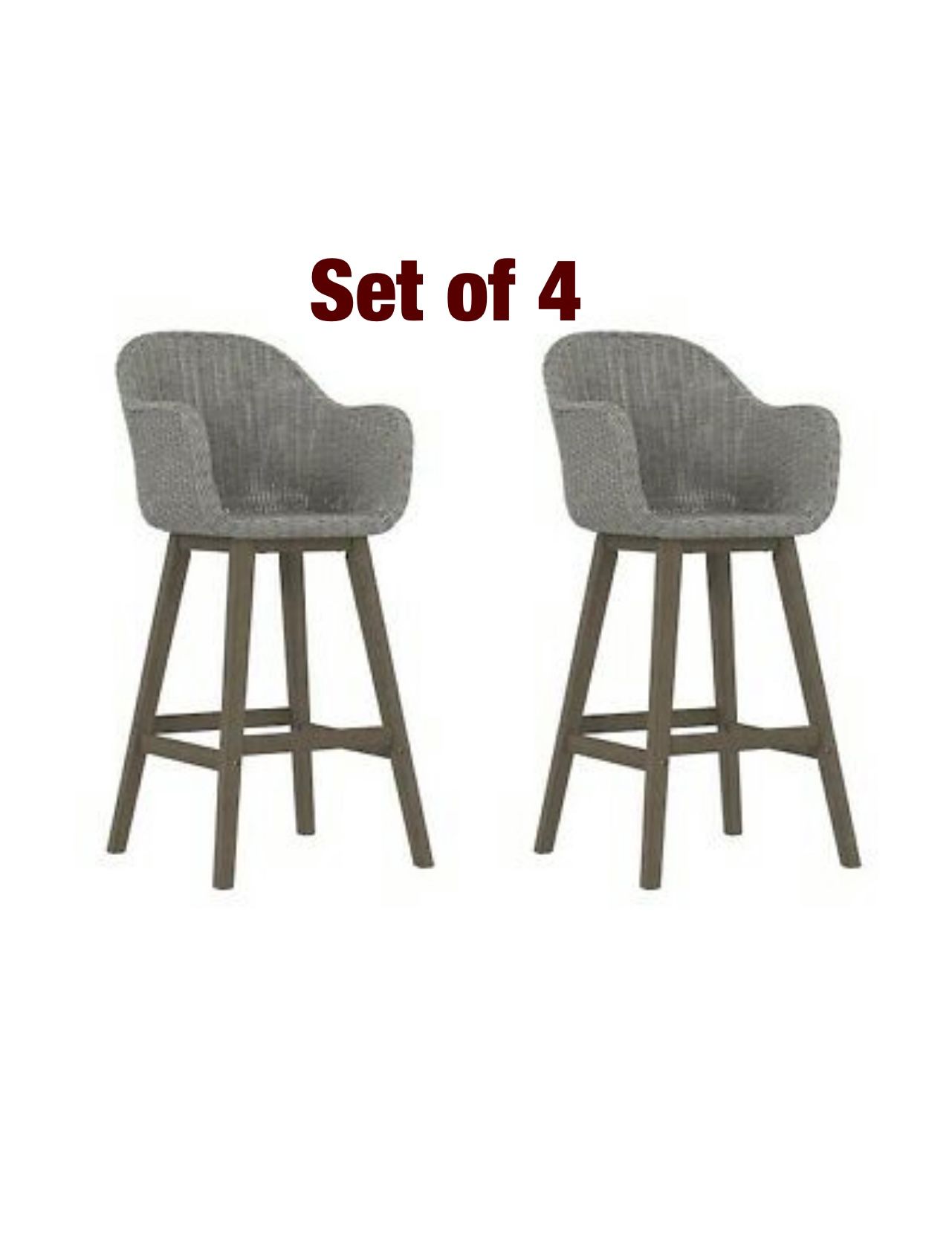  Allen and Roth set Of 4 Benton Ridge Wood Frame Woven Dining Chair Set / Patio Barstools