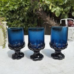 Set of 3 vintage Tiffin Franciscan "Madeira" pattern  blue goblets