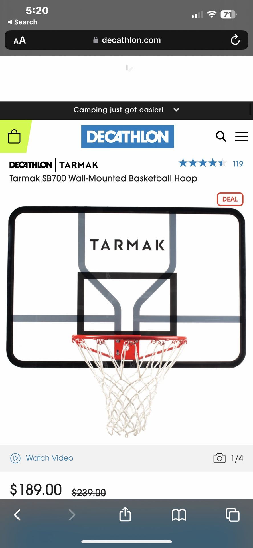 Tarmak Wall-Mounted Basketball Hoop