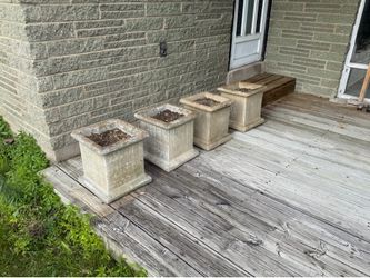 4 Concrete Outdoor Square Planters 14in all around