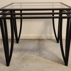 Black Metal And Glass End Table 