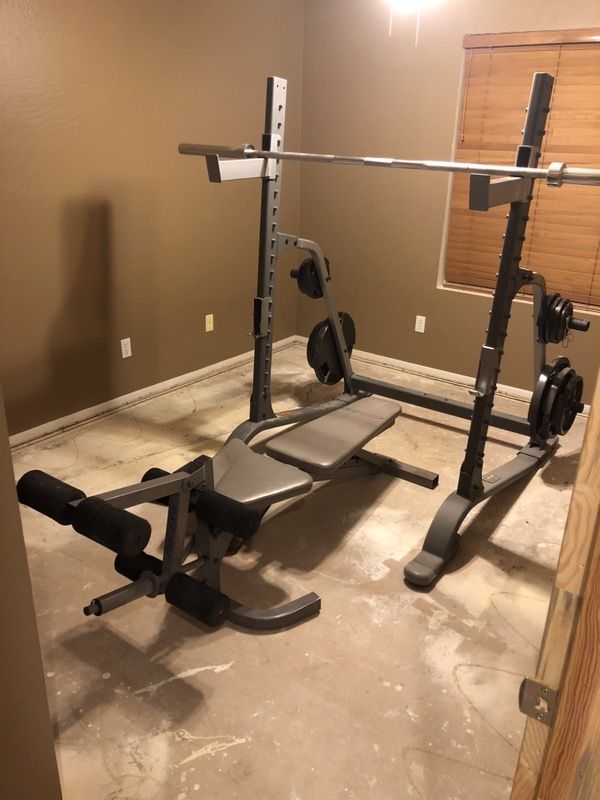 Lamar Fitness Squat Rack Adjustable Reclining Bench Set For Sale