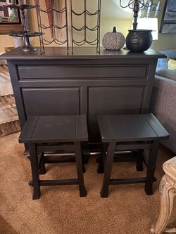 Solid Wood Black Bar Cabinet