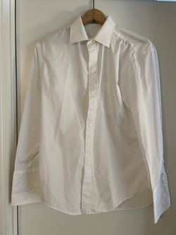 Men's White French Cuff Shirt, 16/33 Formal Shirt for Cufflinks