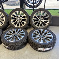 22” GMC Chevy Style Wheels 6x139.7 Gun Metal Machine Face on 33s  Financing Available