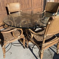 Bamboo Glass Table With Chairs