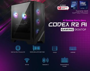 MSI Codex R2 Gaming Desktop: Intel Core i7-265, Geforce RTX 5060Ti 8G, 32GB DDR5, 2TB M.2 NVMe