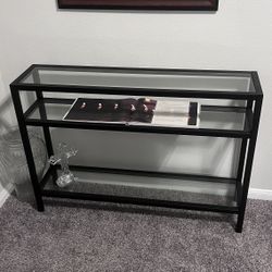 Matte Black And Glass Console Table (Scroll For Dimensions)
