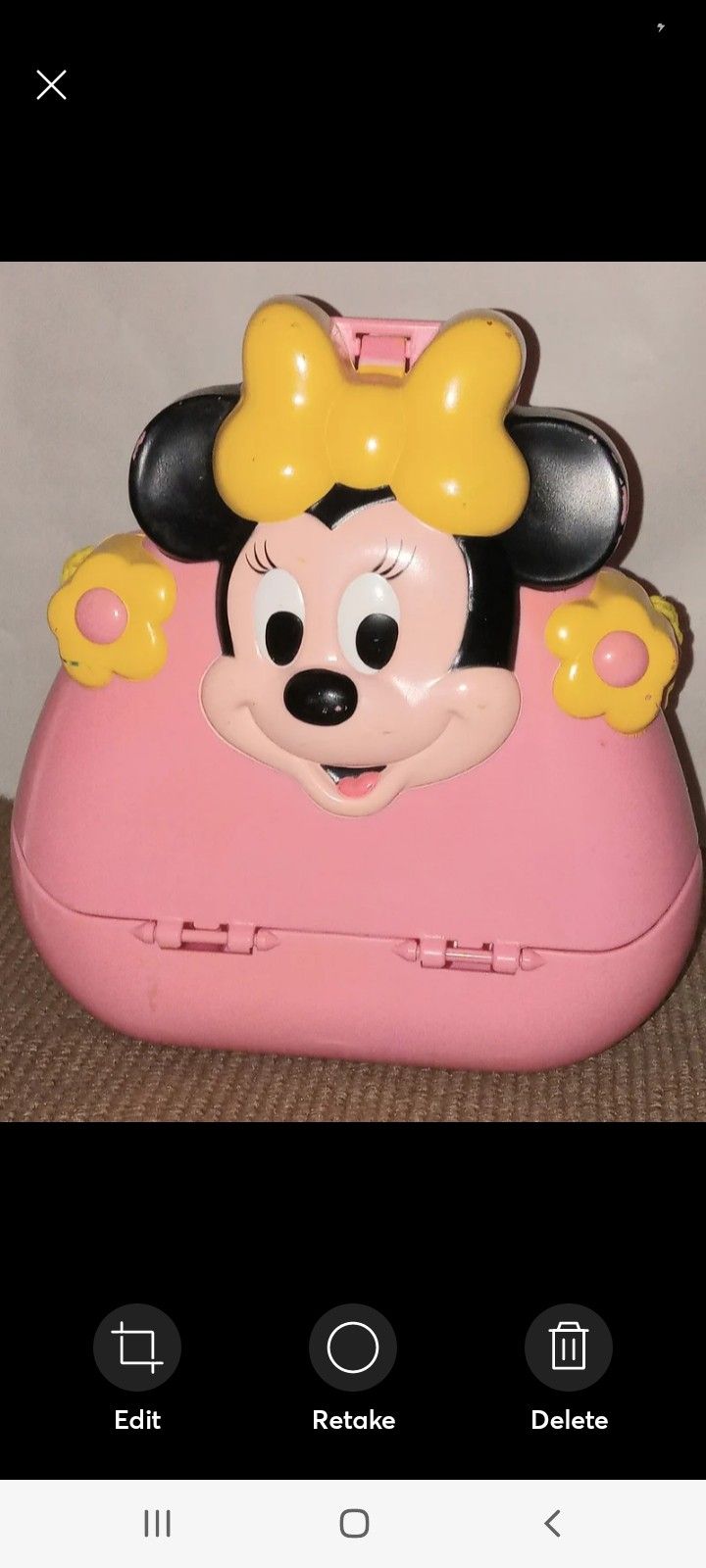 Vintage Disney Collectible Minnie Mouse Childs Hard Plastic Purse Collectible