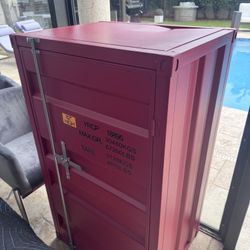 Benjara Single Door Storage Compartment And Cremona Bolt Red