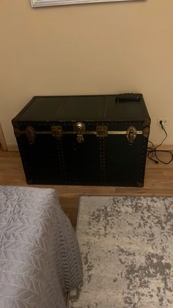 Black Steamer Trunk with Brass Hardware