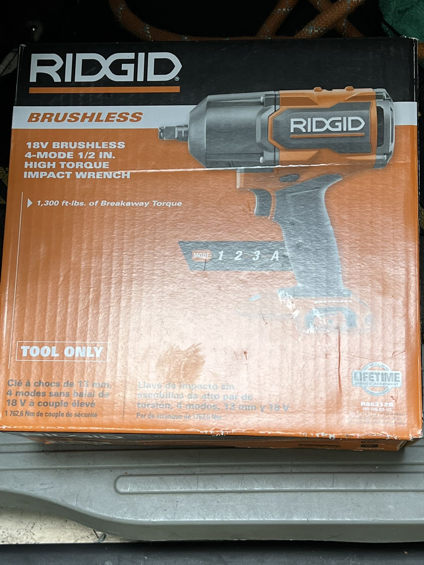 RIGID 18v BRUSHLESS 4 MODE 1/2 “ HIGH TORQUE IMPACT WRENCH
