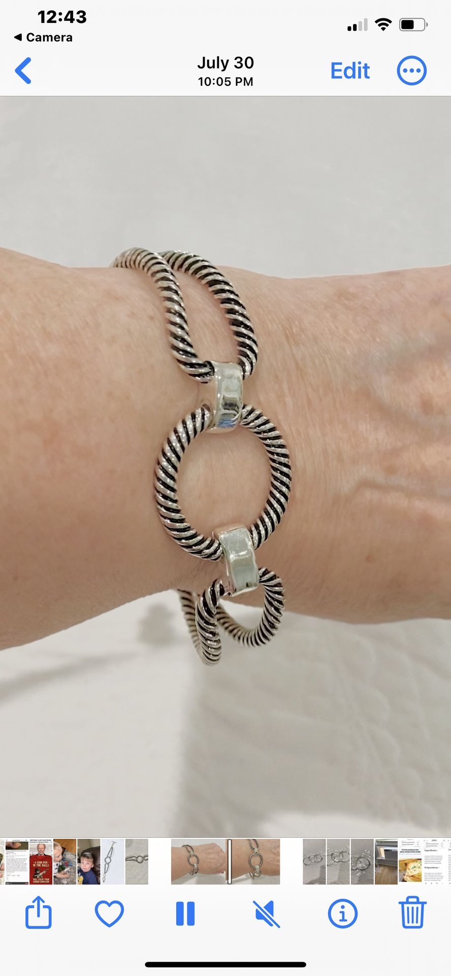 Bracelet Silver Plated Size 8” Long