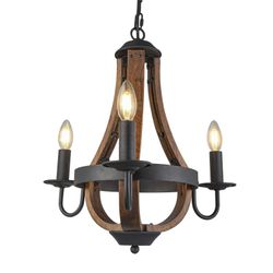 Rustic Farmhouse Chandeliers,3 Light Farmhouse Wooden Chandeliers,Vintage Wooden Chandeliers with Adjustable Height,Kitchen Island, Farmhouse, Foyer, 