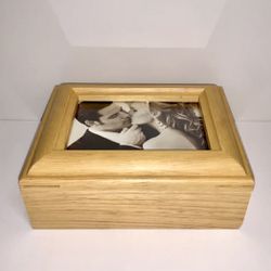 Hallmark Wood Photo Frame Jewelry Vanity Storage Music Box