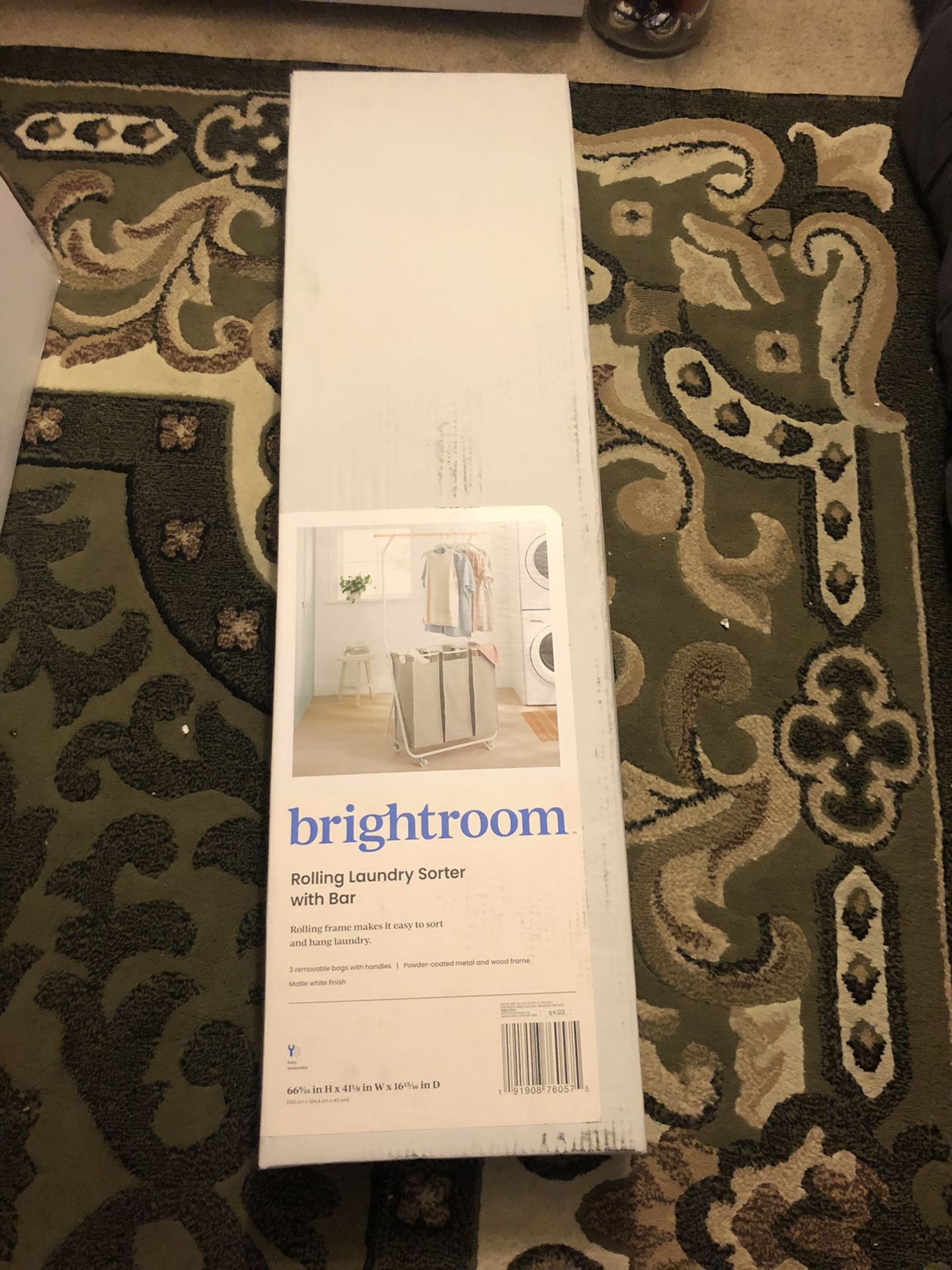 Brightroom - Rolling Laundry Sorter With Bar