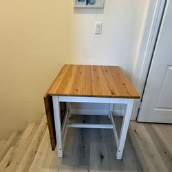 IKEA Drop-Leaf Dining Table – Solid Wood, Space-Saving
