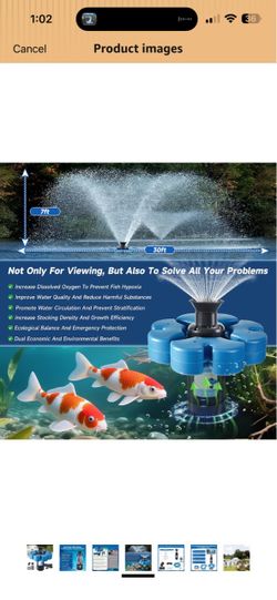 Floating Pond Fountain Aerator with Spray Nozzle