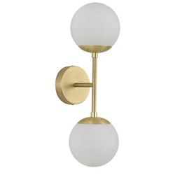 18.9 in. 2-Light Gold Milk White Glass Bathroom Vanity Light