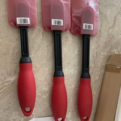 Cooks Essentials Silicone Spatulas Set 3 Red kitchen Tools