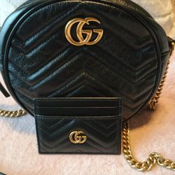 Gucci Double G Marmont Crossbody w/ Matching Card Holder 