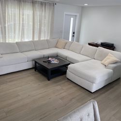 Large White Sectional Sofa Couch With Chase Lounge